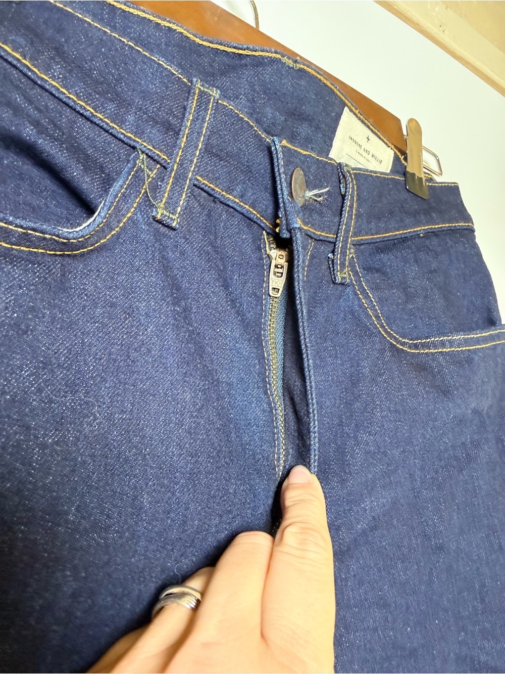 Imogene + Willie The Imogene Slim Straight Jeans Dark Indigo Stretch Denim Sz 27 - Picture 6 of 13